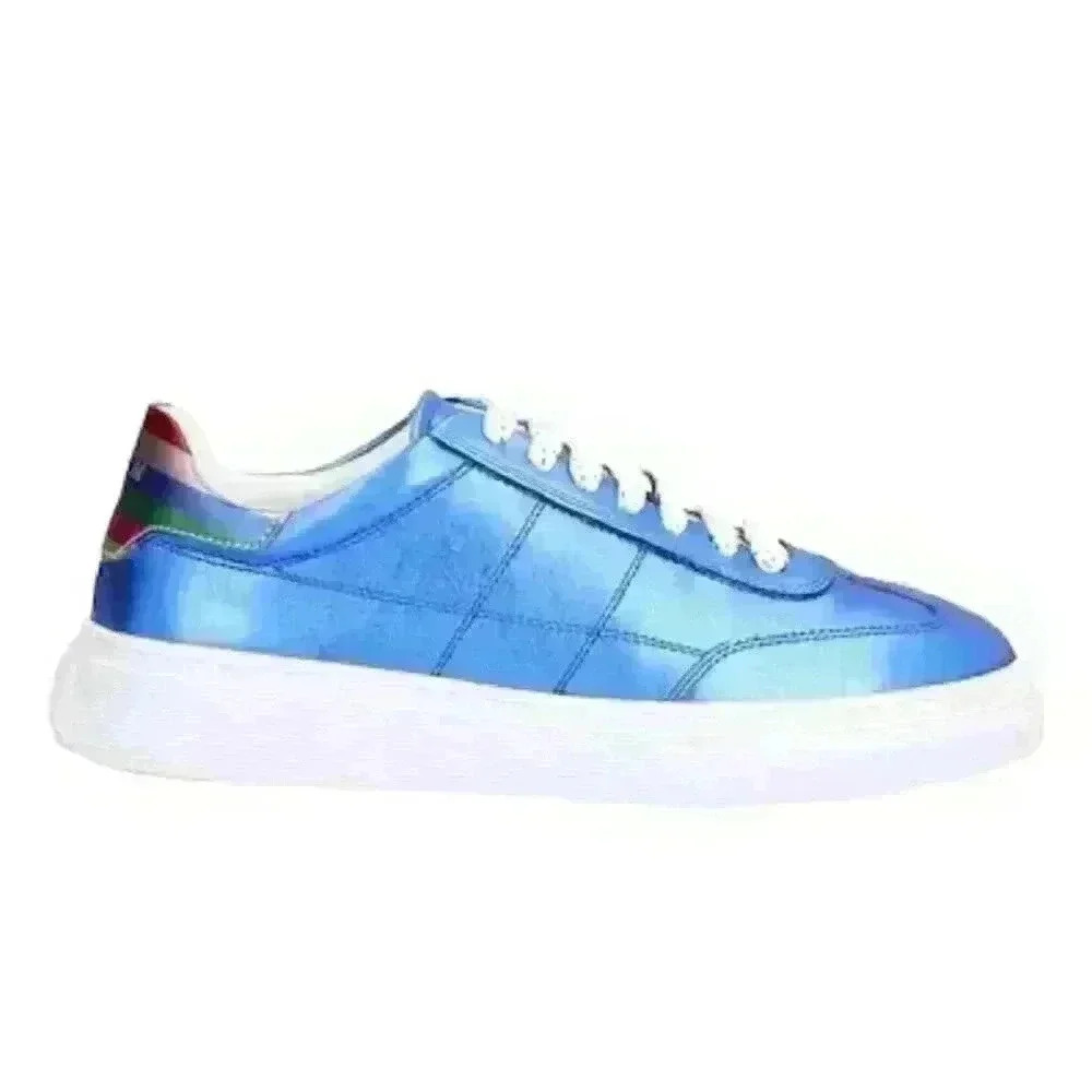 NWT Hogan Soft Leather Blue laminated effect Sz 35 / US Size 5